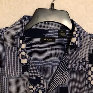 Gochu Men’s 2X Button-up Blue & White shirt